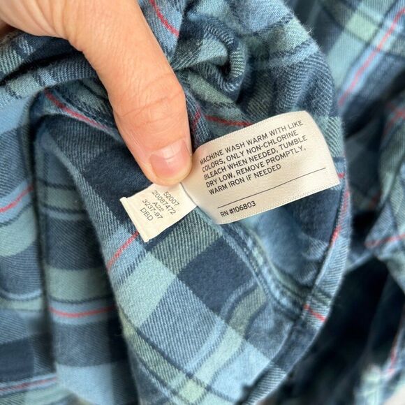 Men's Duluth Trading Company 2XL Blue Plaid Flannel Long Sleeve Shirt Button - Picture 13 of 13